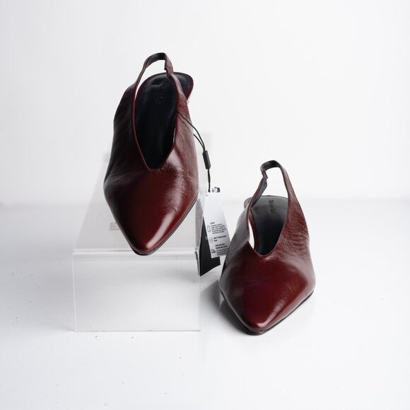 Massimo Dutti Womens Leather Slingback Heels Burgundy Red US 9 EU 40 New - Picture 4 of 8